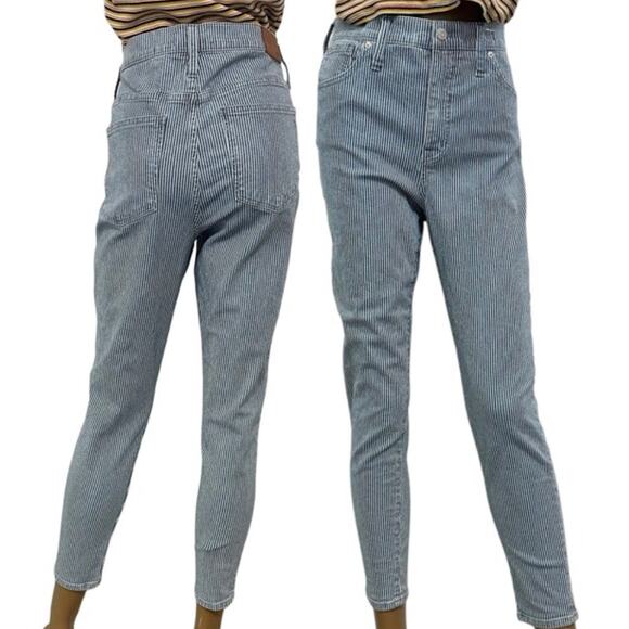 Madewell 31 9" mid rise skinny piper stripe stretch jean pant P2 2323 - Picture 15 of 15